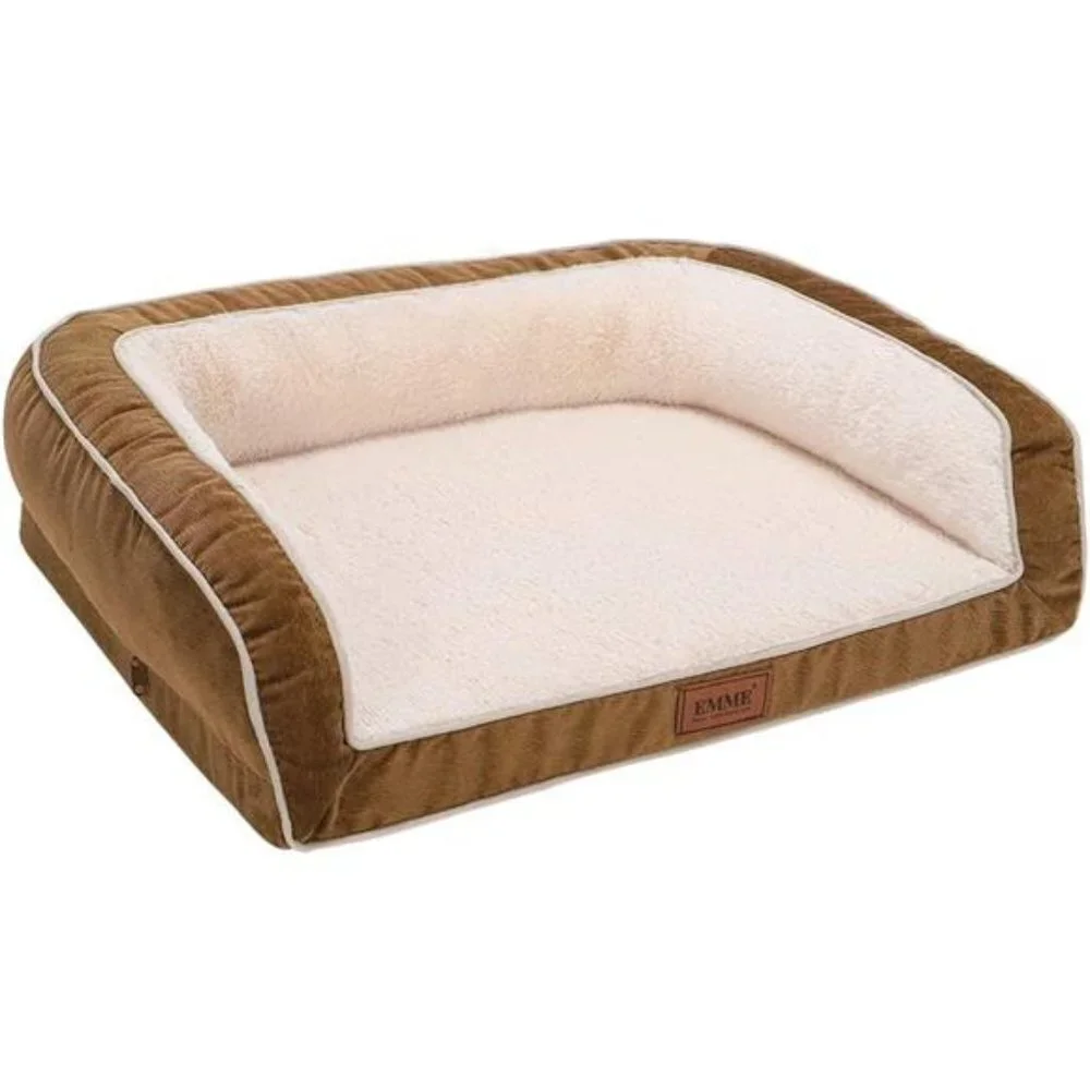 Orthopedic Dog Beds, with Egg Foam Mattress and Removable Washable Brown, Small)